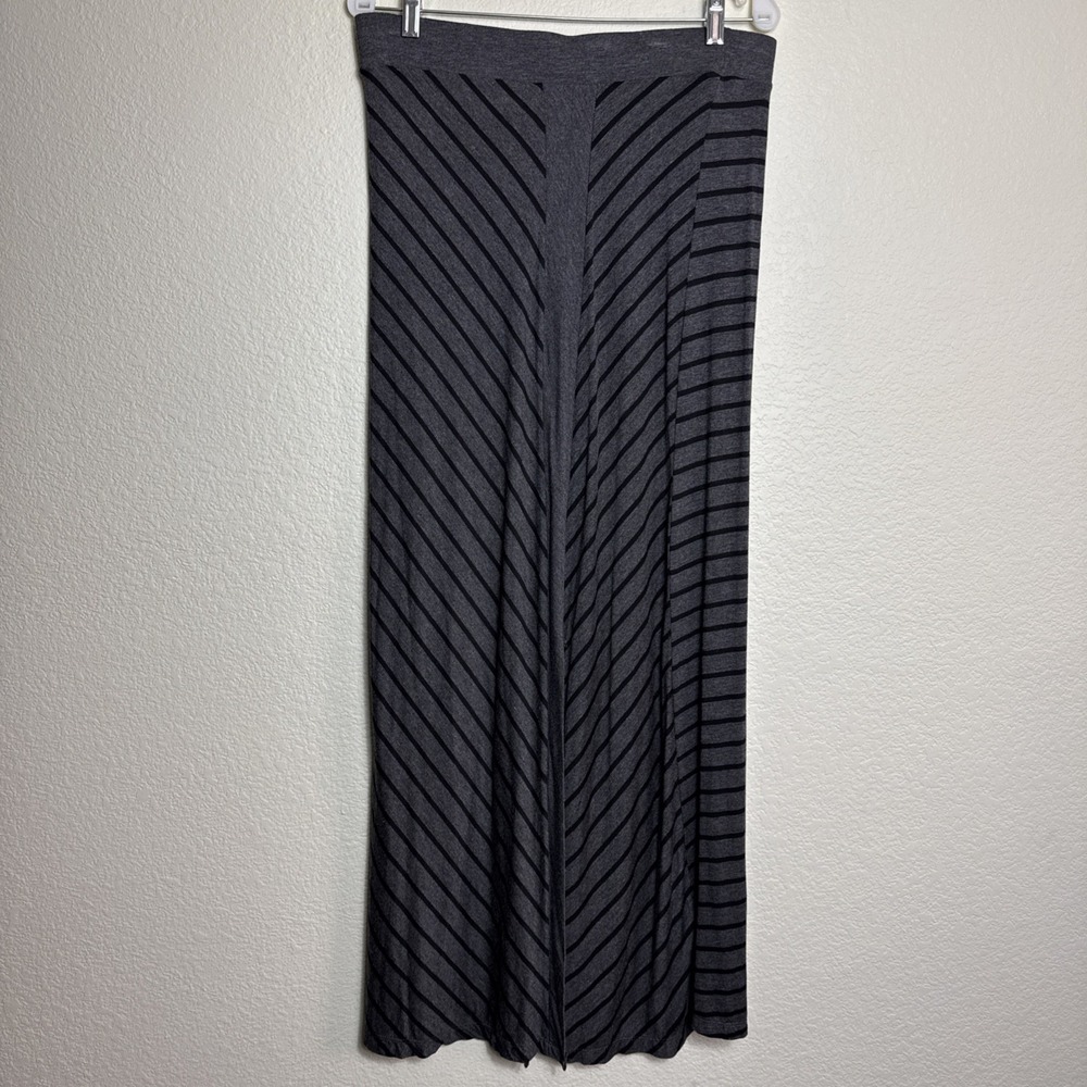Lapis Maxi Skirt XL Gray Black Chevron Striped Knit Rayon Spandex Casual Long
